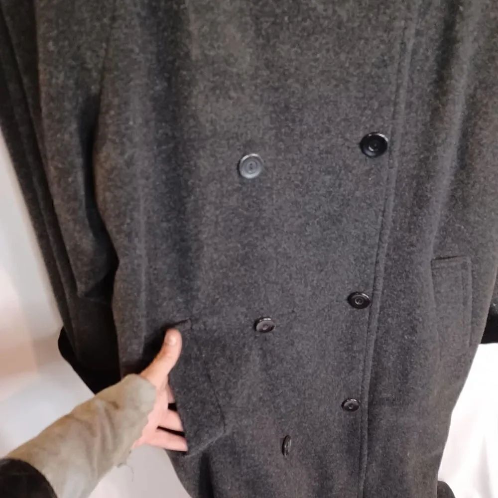 Misty Harbor Velour Velvet Trim Wool Full Length Trench Coat Size 12 - Picture 6 of 11